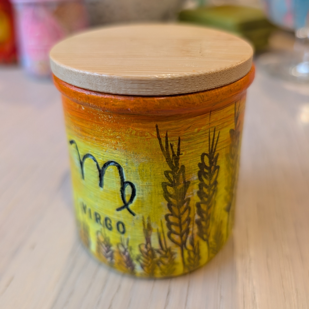 Virgo Zodiac Ceramic Jar With Lid - Picture 3 of 6